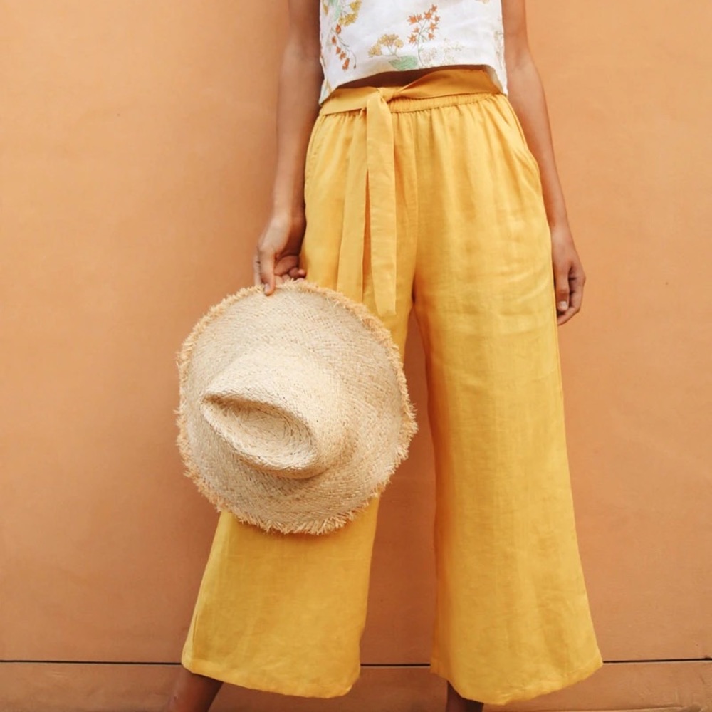 Lost + Wander Yellow Linen Pants